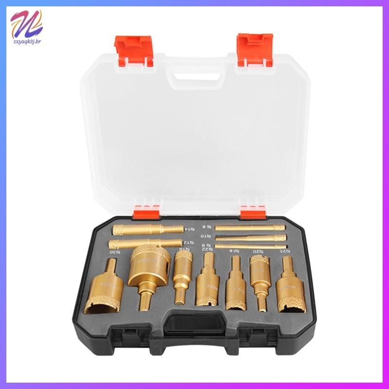 12pçs 6-35mm Brocas Revestidas De Diamante Kit De Serra Para Telha De Pedra De Mármore Cerâmica em Oferta na Shopee