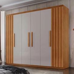 Guarda Roupa Casal Roma Mdf 6 Portas E 2 Gavetas Naturalle/off White