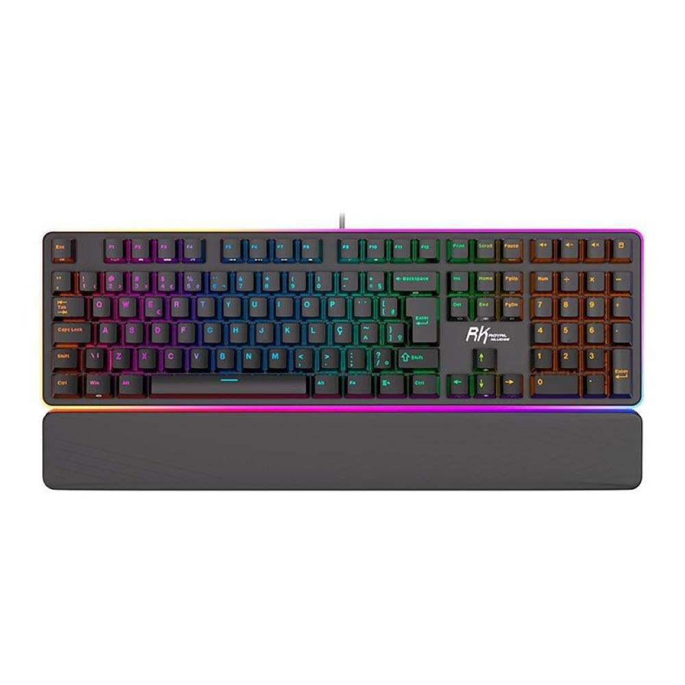 Teclado Mecanico Gamer Royal Kludge RK918, RGB, ABNT2, Switch Red, Preto, RK918-BLAC-H-POR