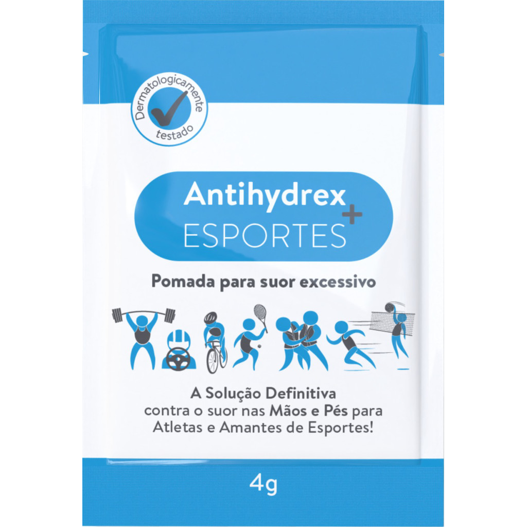 Antihydrex Esports Sem Suor Axilas Mãos Pés Secos Sachê