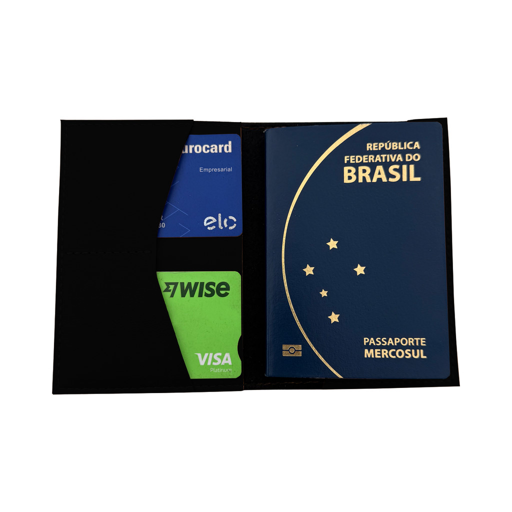 Imagem Porta Passaporte Premium em Couro Sintético Preto