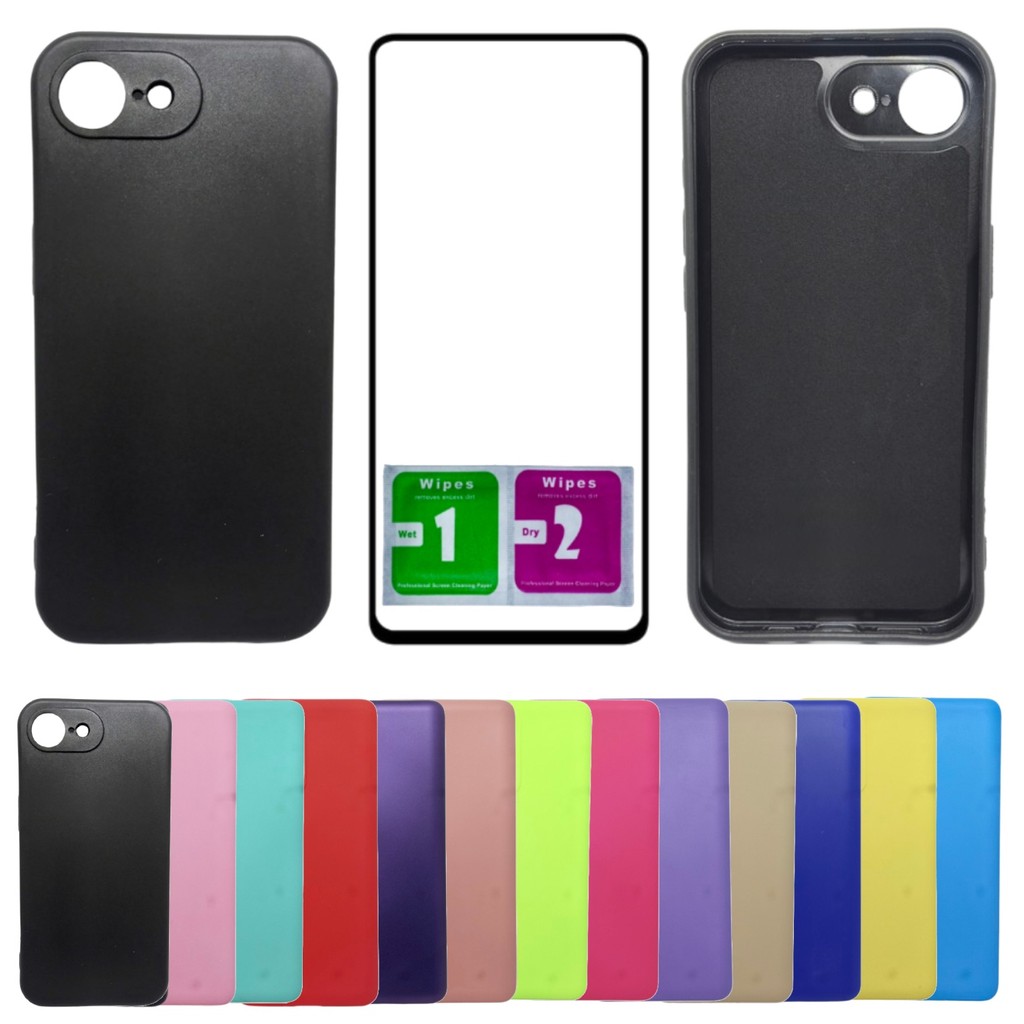 Kit Capa Aveludada Para Iphone 16e + Pelicula Vidro 3d 9D Compativel Apple Protetor De Tela Capinha Case