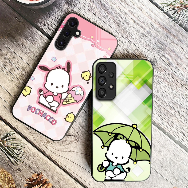 Pochacco 02 Capa De Telefone De Vidro Para Samsung Galaxy A14 A16 A30 A22 A32 A33 A34 A40 A42 A55 4G A52 A53 A54 A70 A71