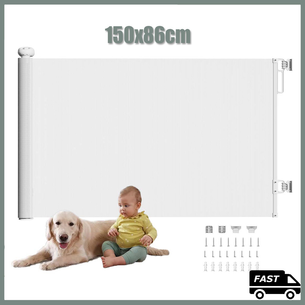 branco Tela de proteção retrátil cachorro bebê cerca para interior de casa apartamento larg 15m trava segurança forro