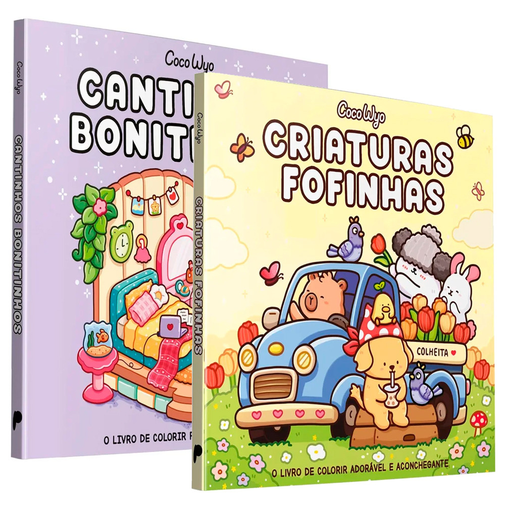 Kit Livro de Colorir Coco Wyo Cantinhos Bonitinhos + Livro de Colorir Coco Wyo Criaturas Fofinhas