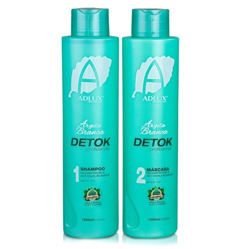 Kit Argila Branca Detok Profissional Adlux –2 Passos Botox Capilar Detox Tratamento Capilar 2 Etapas