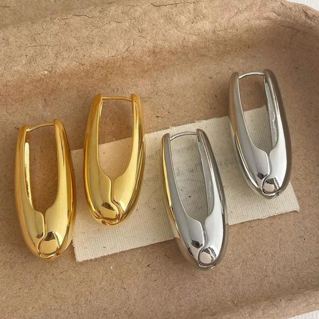 2 pares de brincos simples em formato de lágrima para mulheres, banhados a ouro 18K e prata 925 em Oferta na Shopee
