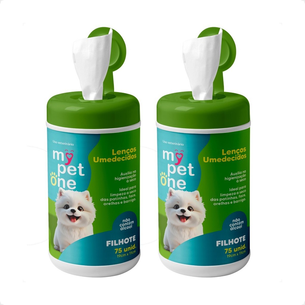 Kit 2 Lenço Umedecido Filhotes Mypetone - 75 Unidades em Oferta na Shopee