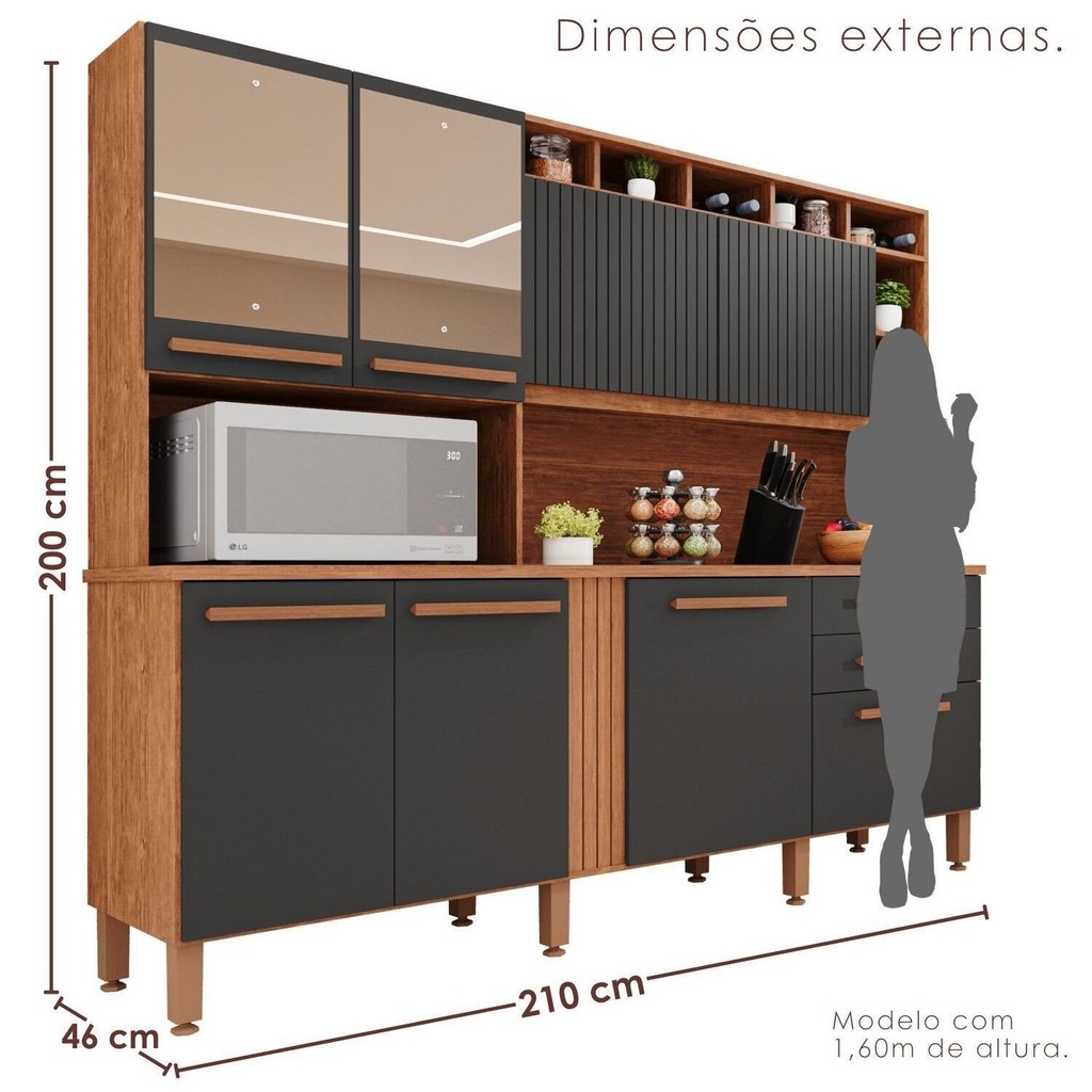 Cozinha Compacta 8 Portas 2 Gavetas Millena Yescasa — imagem 2 de 2