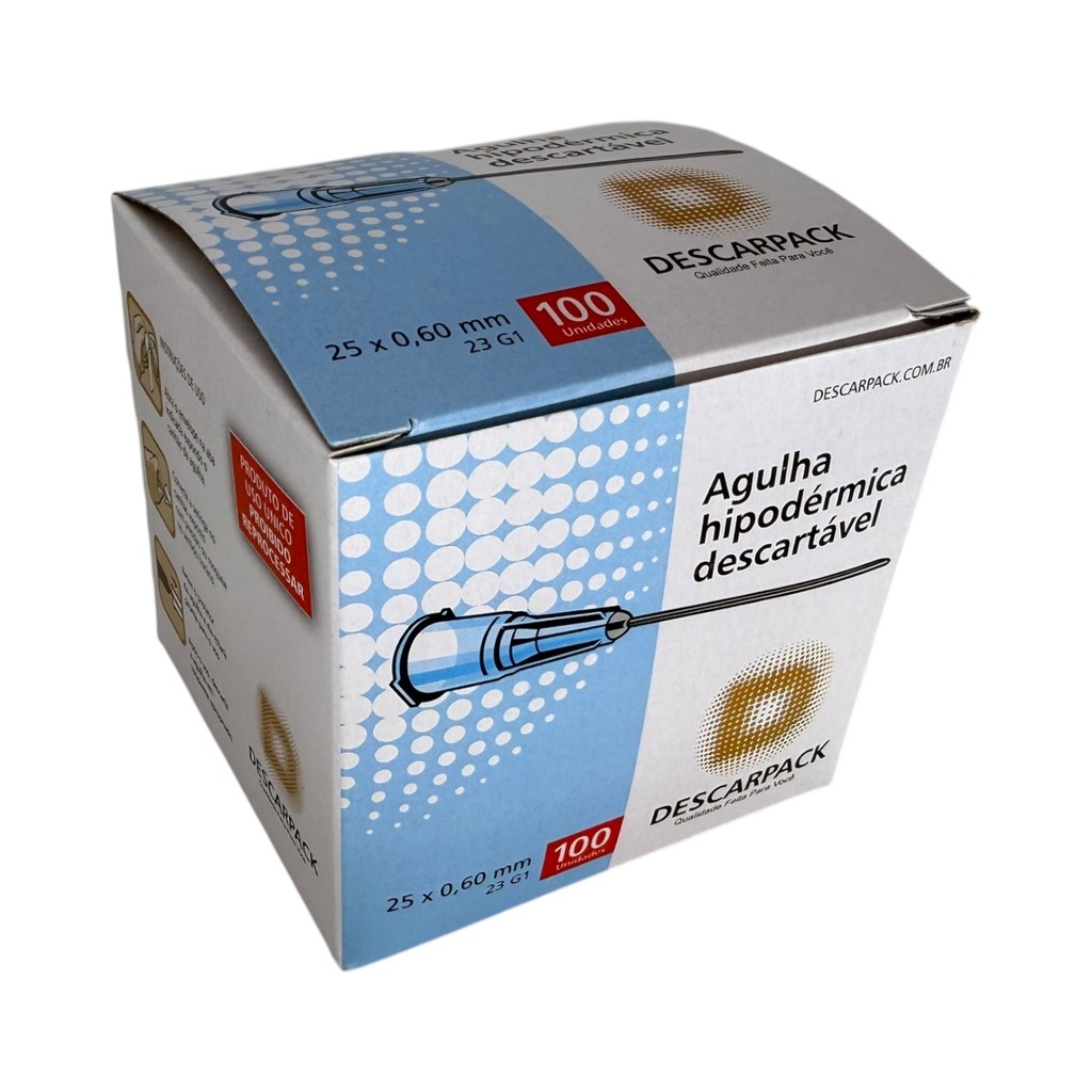 Agulha Hipodérmica 25x60 Caixa c/100 Descarpack em Oferta na Shopee