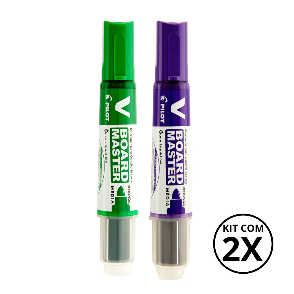 Kit com 2 Marcadores Para Quadro Branco V Board Master - PILOT KITS:VERDE+VIOLET