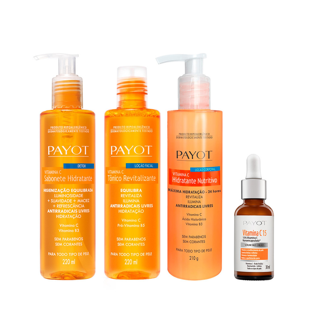 Kit Limpeza Tonificação Hidratação e Sérum C15 Vitamina C Payot - Beauty