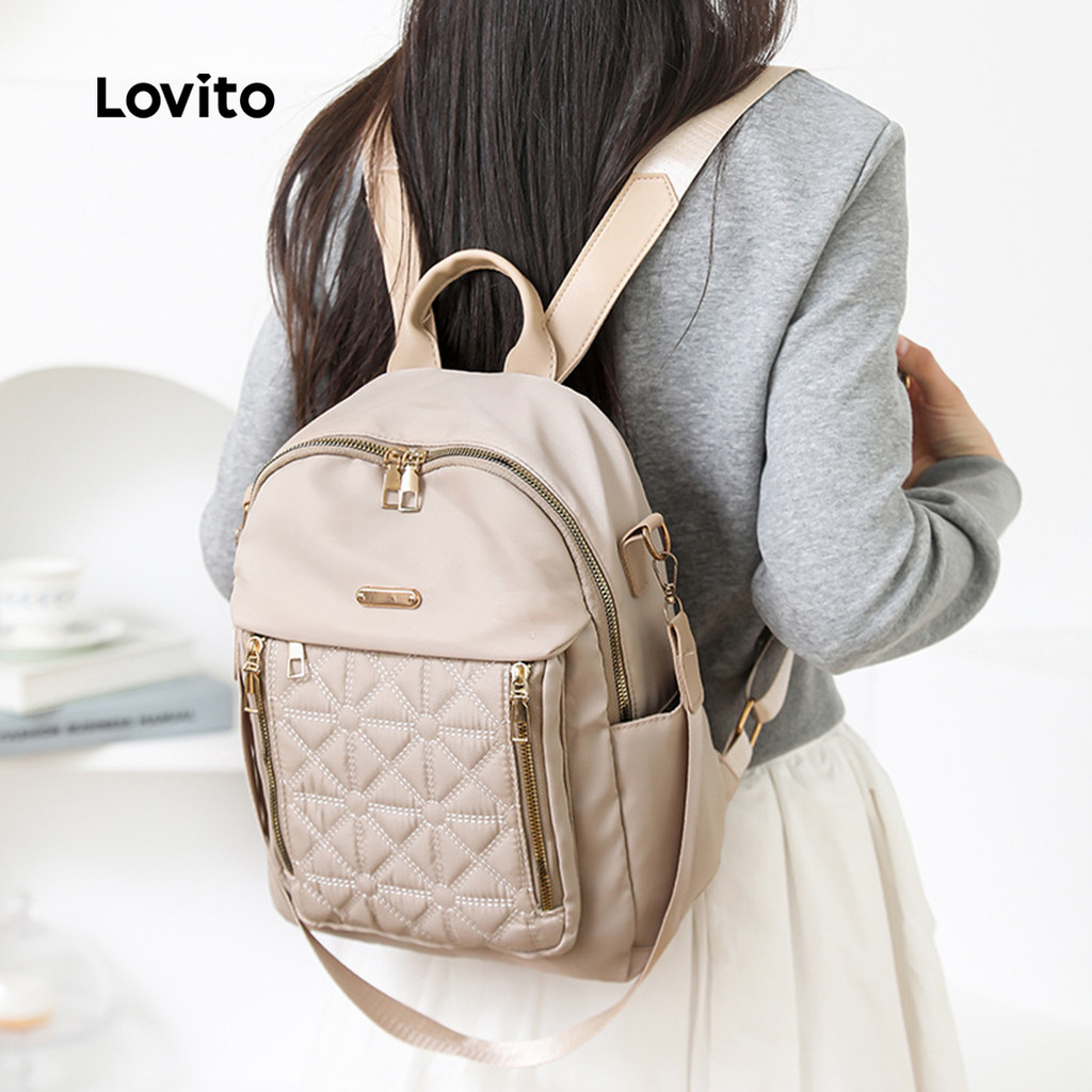 Lovito Mochila Casual Lisa Com Vários Estilos De Alça Cruzada E Compartimentos Com Zíper Para Mulheres LFA82060 - Women Bags