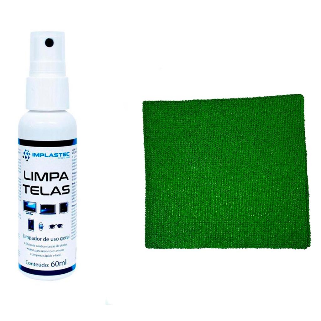 Kit Limpa Telas Clean 60Ml Com Pano Microfibra Cor:Verde