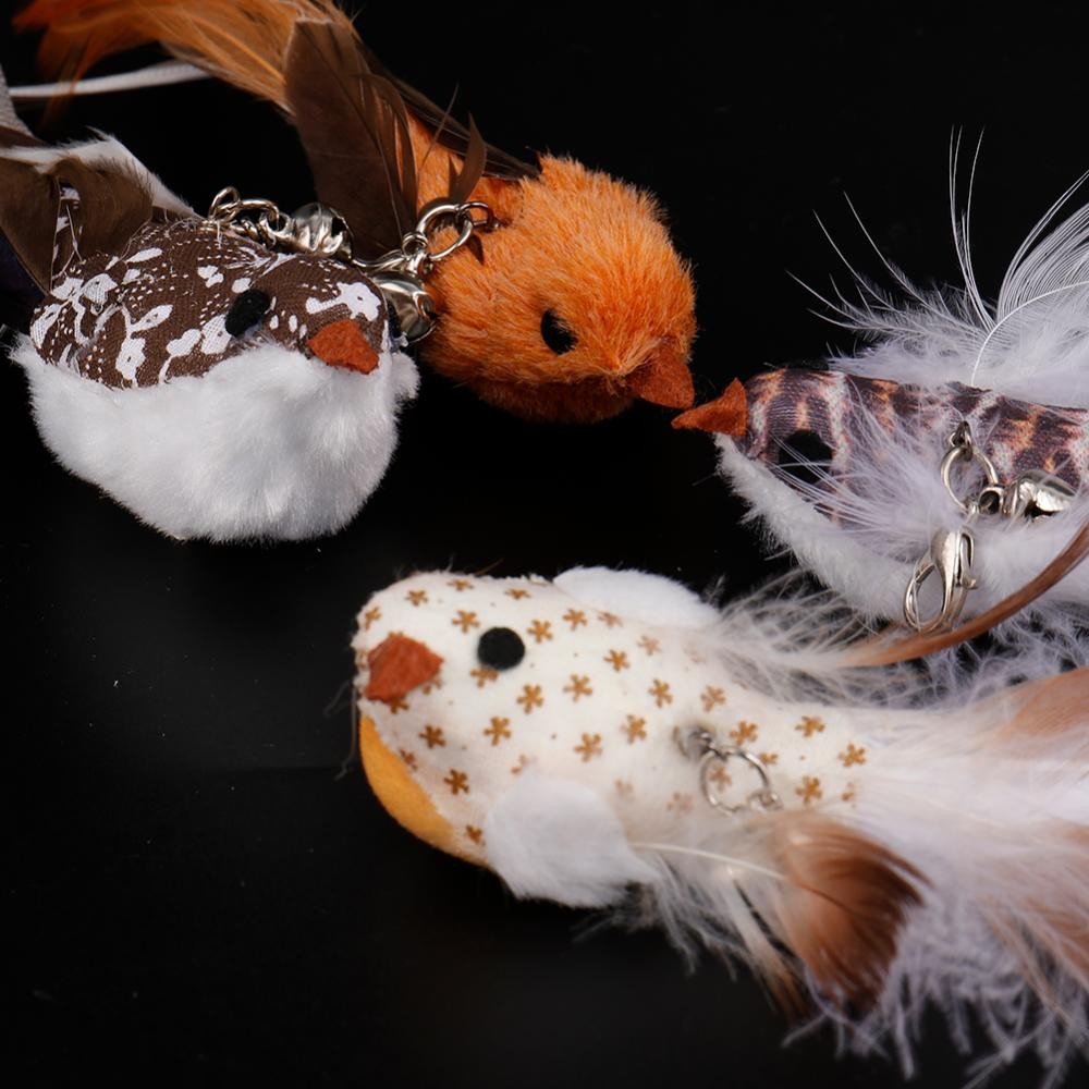 TME ของเล่นแมวจําลองนกแบบโต้ตอบ Feather Bird พร้อม Bell Cat Stick สําหรับลูกแมว Teaser Wand - ภาพที่ 5