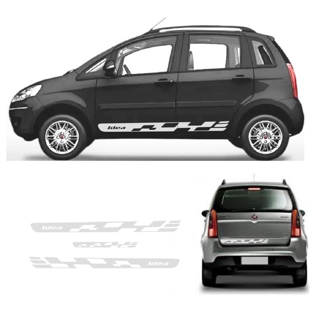 Adesivo Lateral Fiat Idea Fg1 e Traseira Kit Faixa Fita Colante Acessório