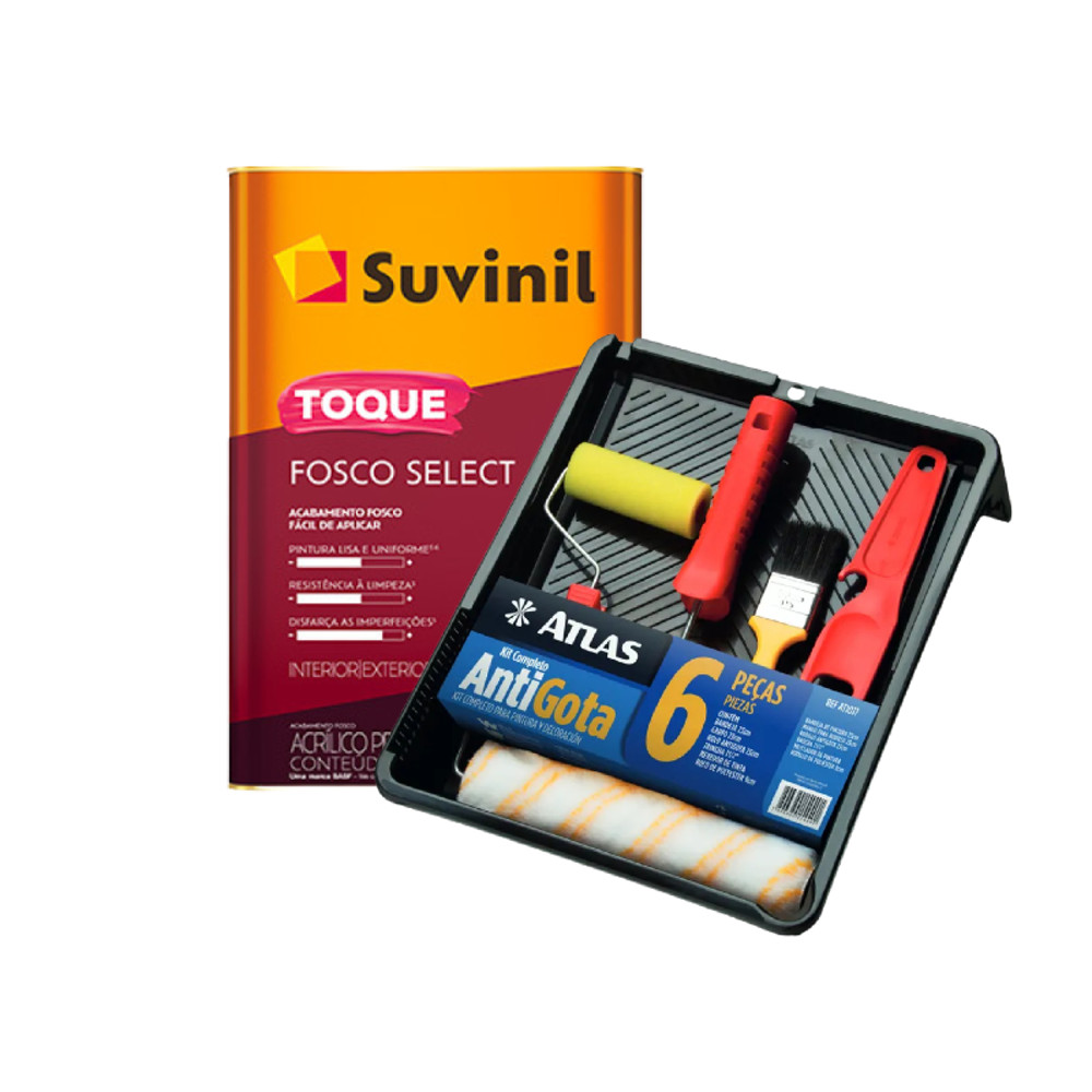 Tinta Acrílica Toque Fosco Select Branco Neve 18L + Kit Pintura 6 Pçs Suvinil em Oferta na Shopee