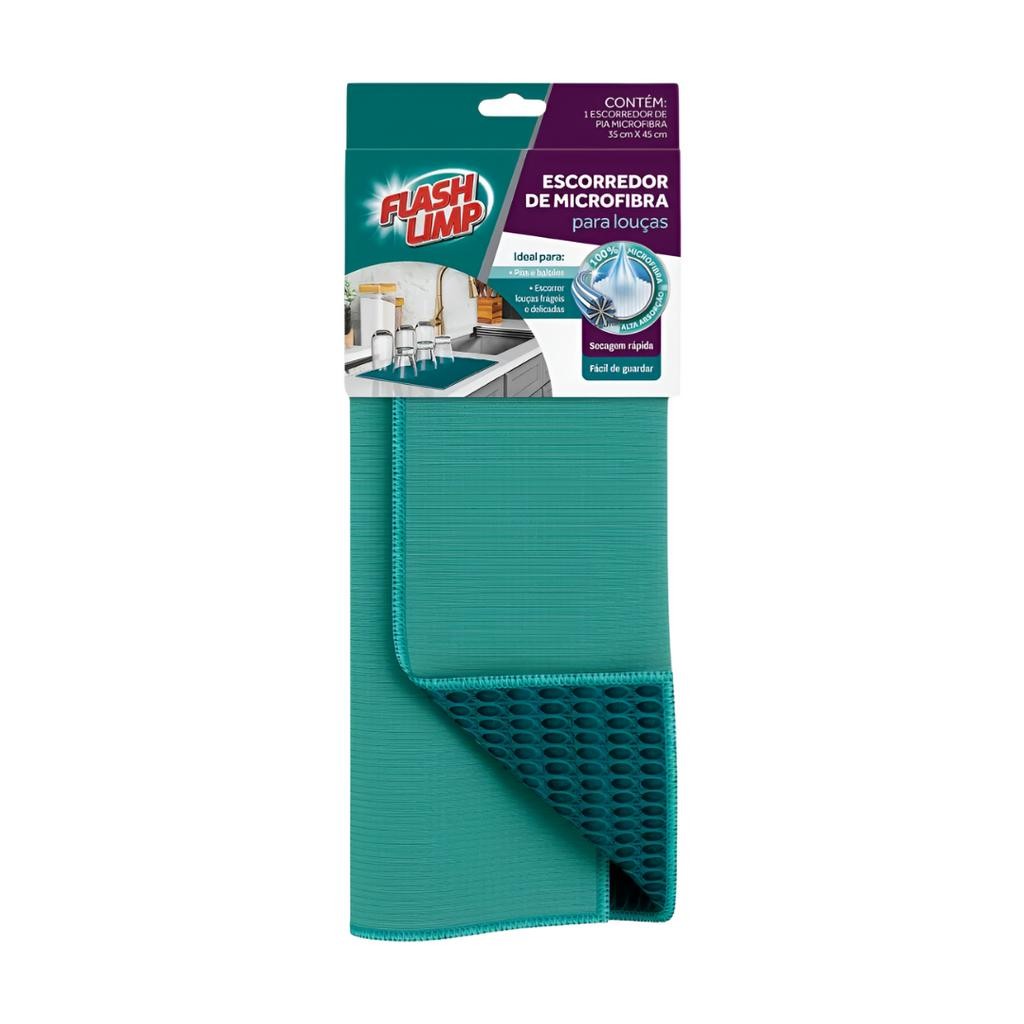 Pano Escorredor Microfibra Flash Limp 35x45cm - Antibacteriano e Super Absorvente