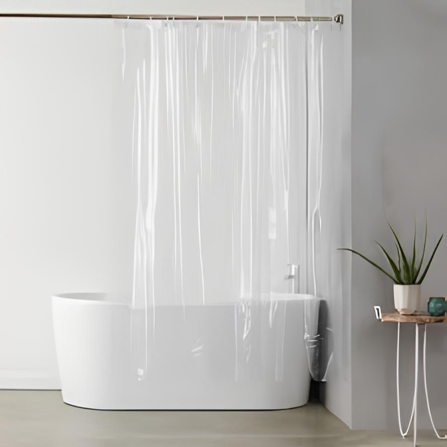 Cortina Para Box de Banheiro Transparente Com Ganchos Plástico 100% POLIETILENO 143 PERFETTO