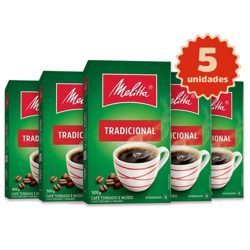 Kit 5 Cafés Melitta® Tradicional Vácuo 500g