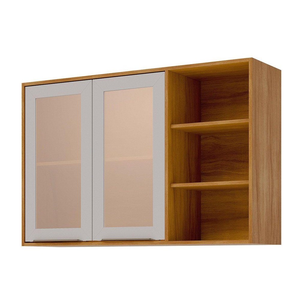 Armário Aéreo p/ Cozinha Brilhante c/ 2 Portas 120cm Cinamomo/Off White - MGM em Oferta na Shopee