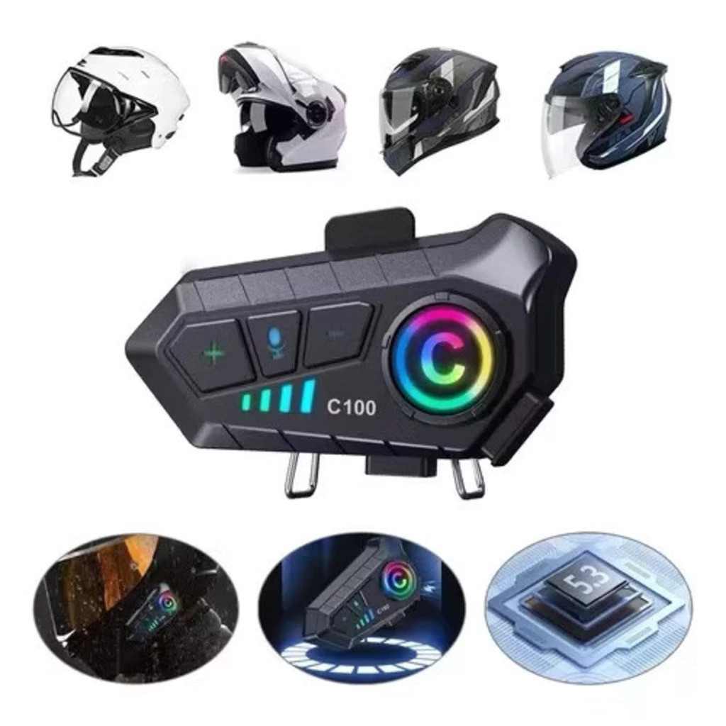 Fone Bluetooth para Capacete de Moto - Impermeável, Controle por Voz e Bateria Longa