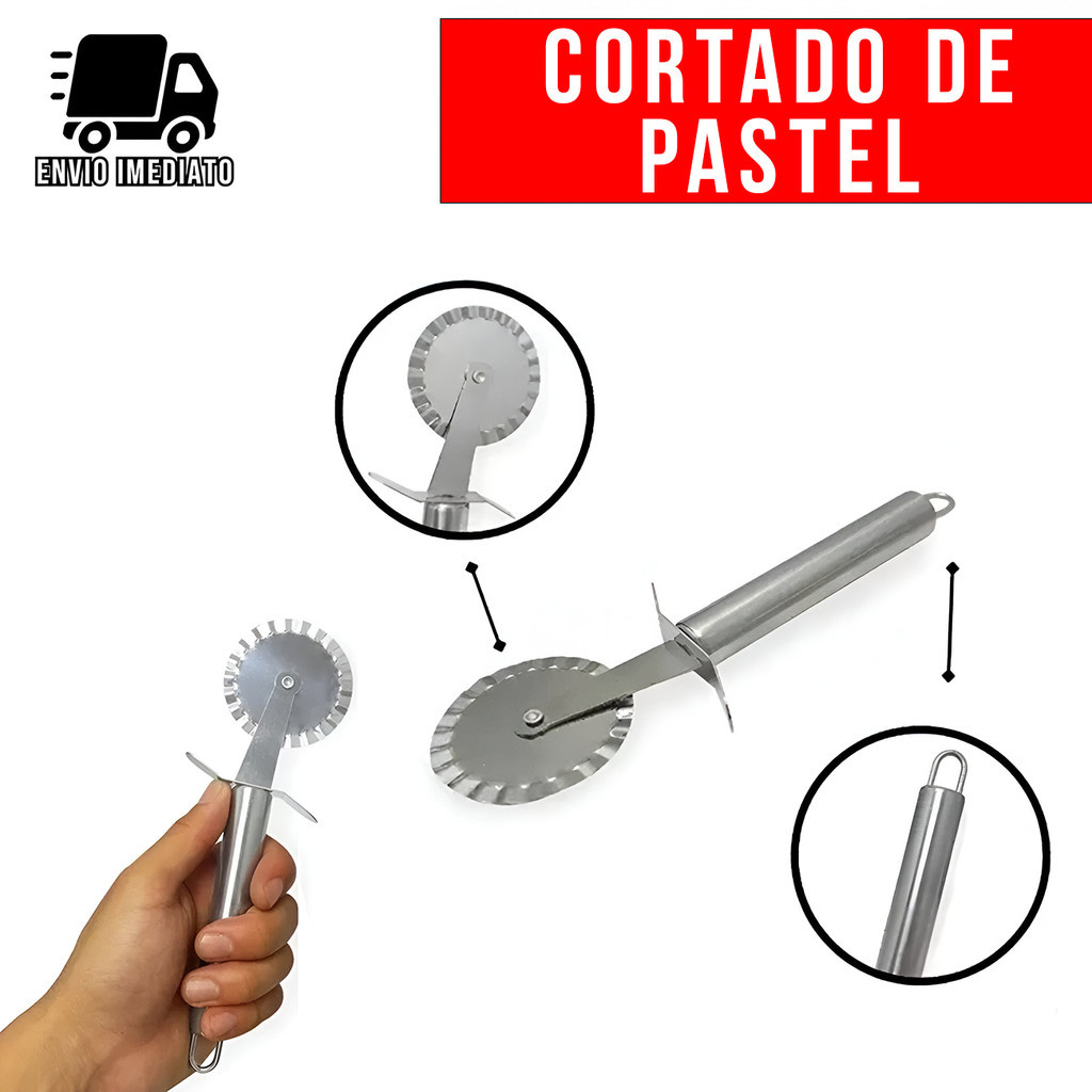 Carretilha Corta e Fecha Pastel Inox 18cm Cortador de Massas para Pastéis Risoles e Ravioli