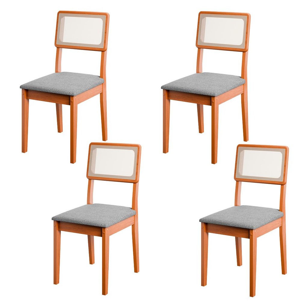 Conjunto de 4 Cadeiras de Jantar Santiago em Tecido Boucle em Oferta na Shopee