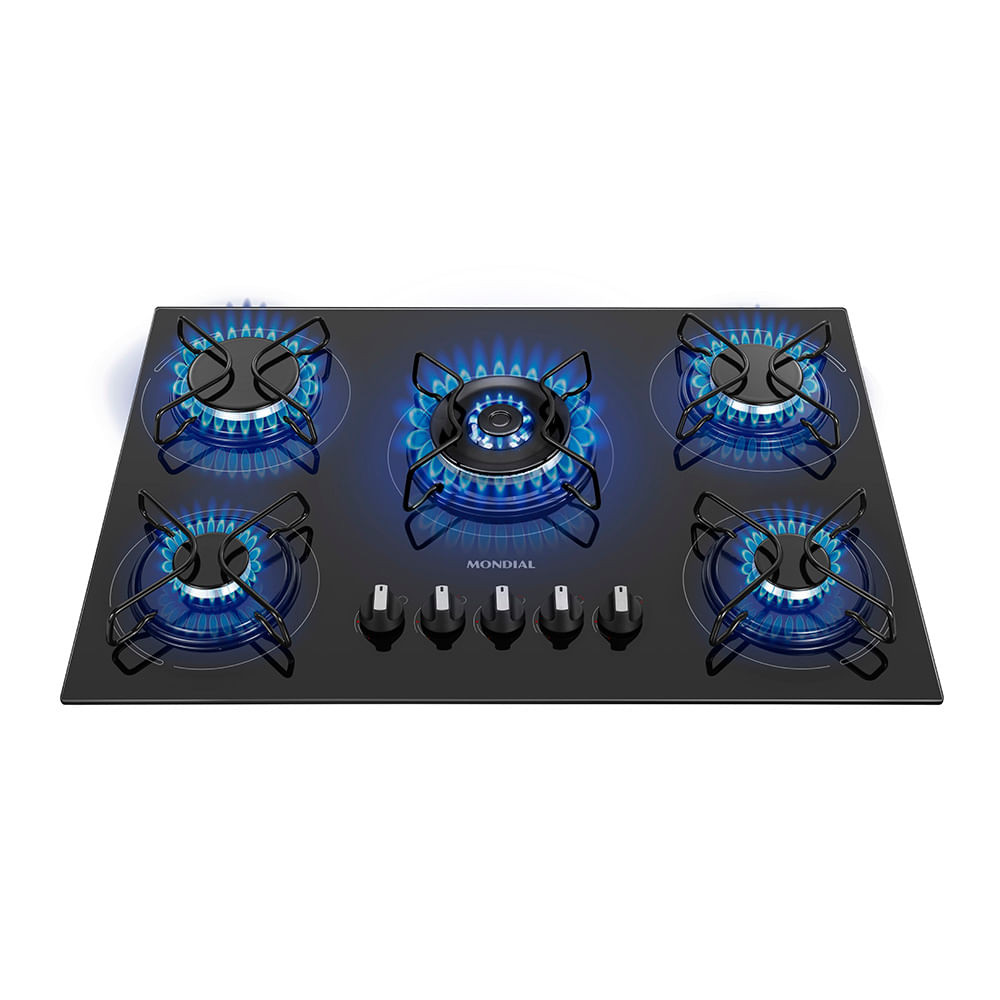 Cooktop a Gás 5 Bocas Mondial Preto e Inox CTG-03 em Oferta na Shopee