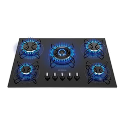 Cooktop a Gás 5 Bocas Mondial Preto e Inox CTG-03