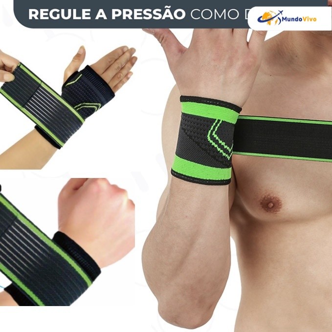 Pulseira esportiva verde ajustável, bandagem elástica com anel, faixa de pressão de pulso