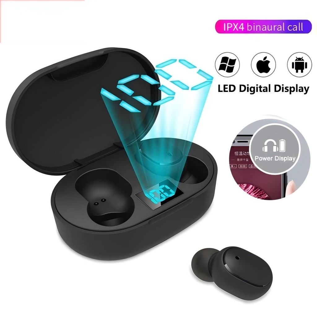 Fone De Ouvido Sem Fio E6s Tws  Bluetooth 5.0 Com Tela LED Digital