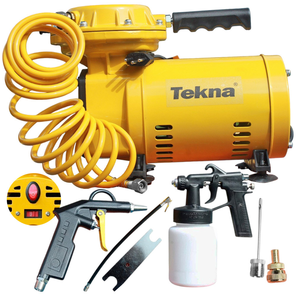 Compressor de Ar Portatil 1/2Hp Seletor de Voltagem Tekna Com Kit Pintura em Oferta na Shopee