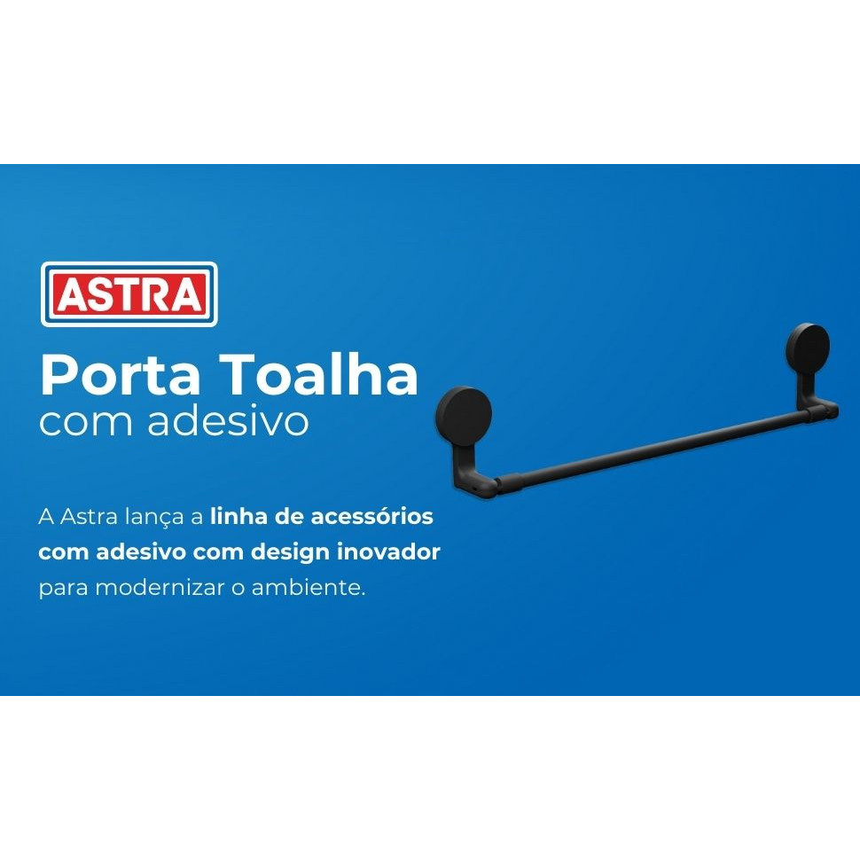 Porta-Toalha com Adesivo Preto Fosco Astra