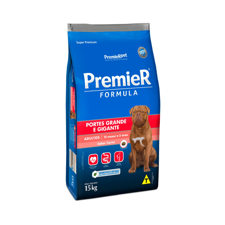 Ração Premier Fórmula para Cães Adultos de Raças Grandes e Gigantes Sabor Carne 15kg