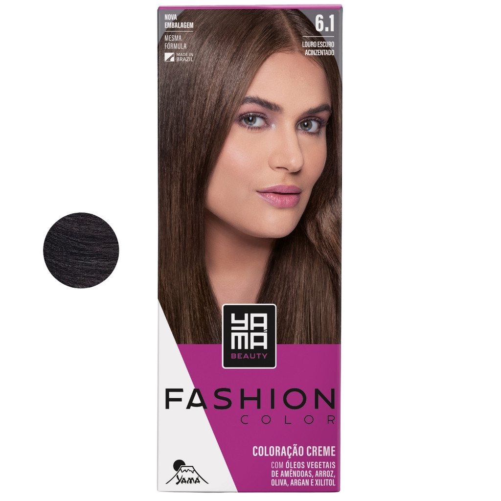 Coloração Yama Fashion Color Tintura Tinta Cabelo Creme Mini Kit 6.1 Louro Escuro Acinzentado