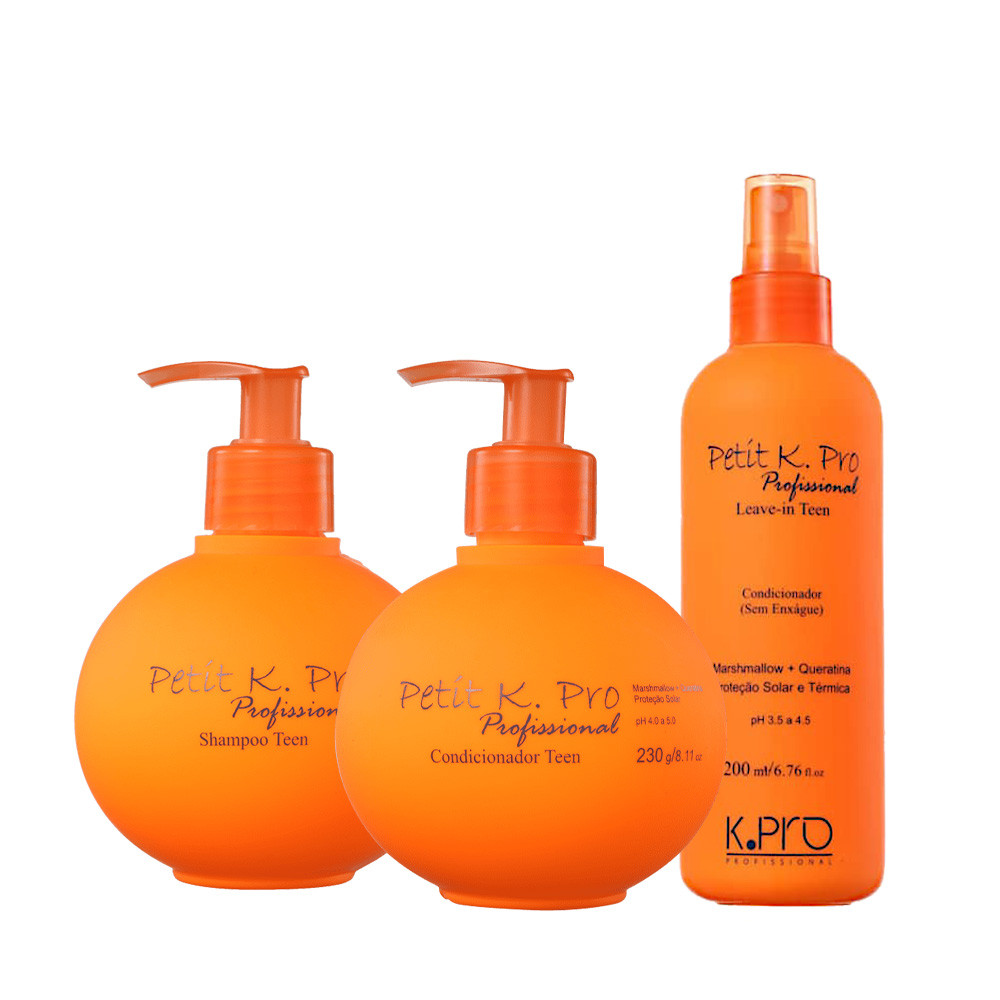 Kit K.Pro Profissional Petit Kids Shampoo Condicionador e Leave-in (3 produtos) em Oferta na Shopee