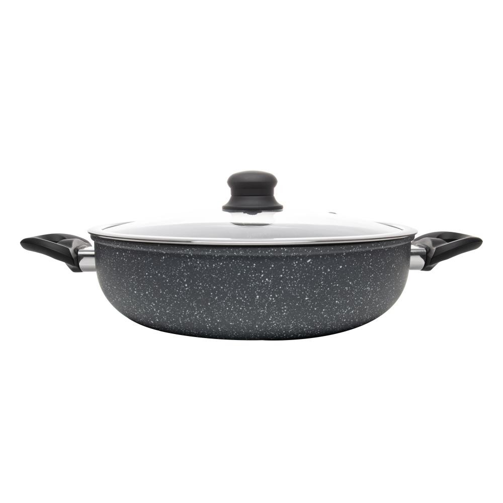 Panela Wok de Indução Wolff Granilite Cinza 28cm com Tampa de Vidro Alumínio Revestimento Cerâmico Antiaderente Cozinha · foto 2