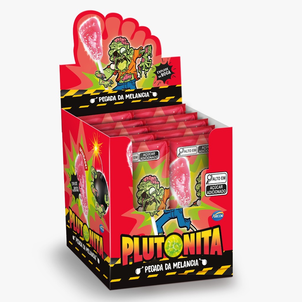 Pirulito Plutonita Cristais Explosivo Pegada Melância Com 24 Unidades De 5,5g em Oferta na Shopee