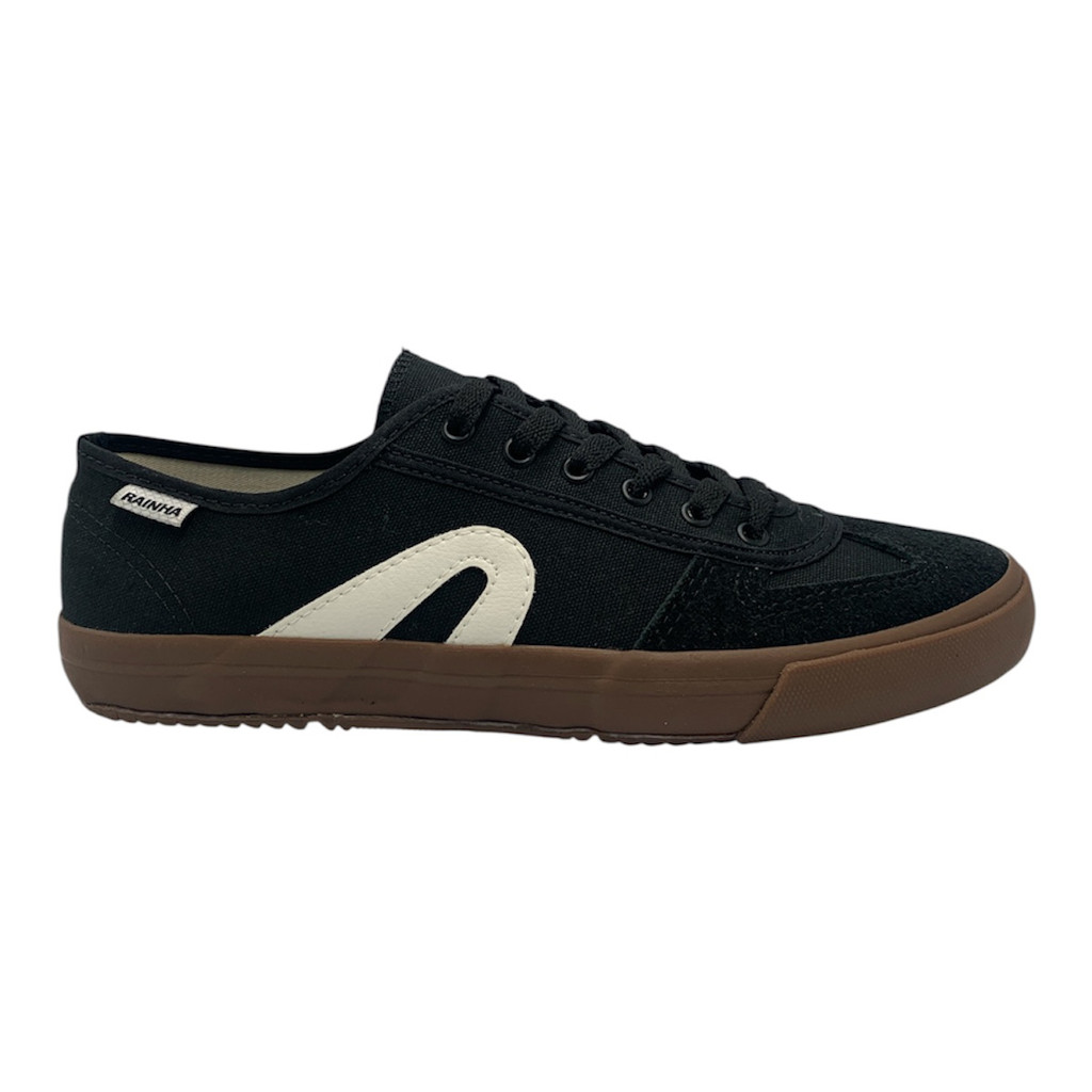 Tênis Rainha Volei Casual Futsal VL2500 Preto Branco Natural Lona Novo Lançamento