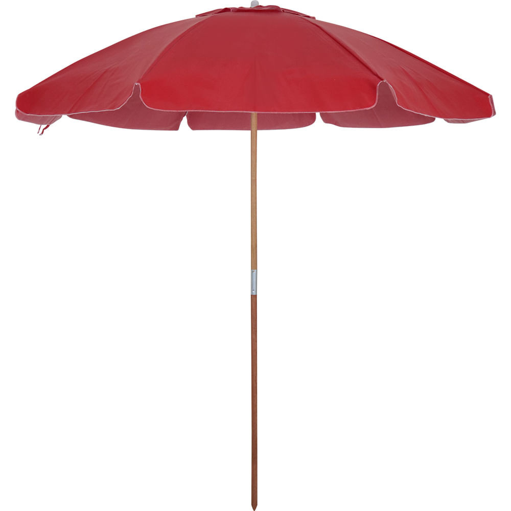 Guarda-Sol Guarapari em Bagum e Haste de Madeira 1,80m Vermelho Bel em Oferta na Shopee