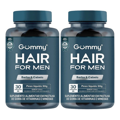 Kit 2 Gummy Hair For Men Barba E Cabelo Sabor Cola 30 Gomas