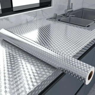 2/5/10 Metro Rolo Papel Adesivo De Alumínio Com 3D Impermeável Proteção Para Cozinha E Fo…