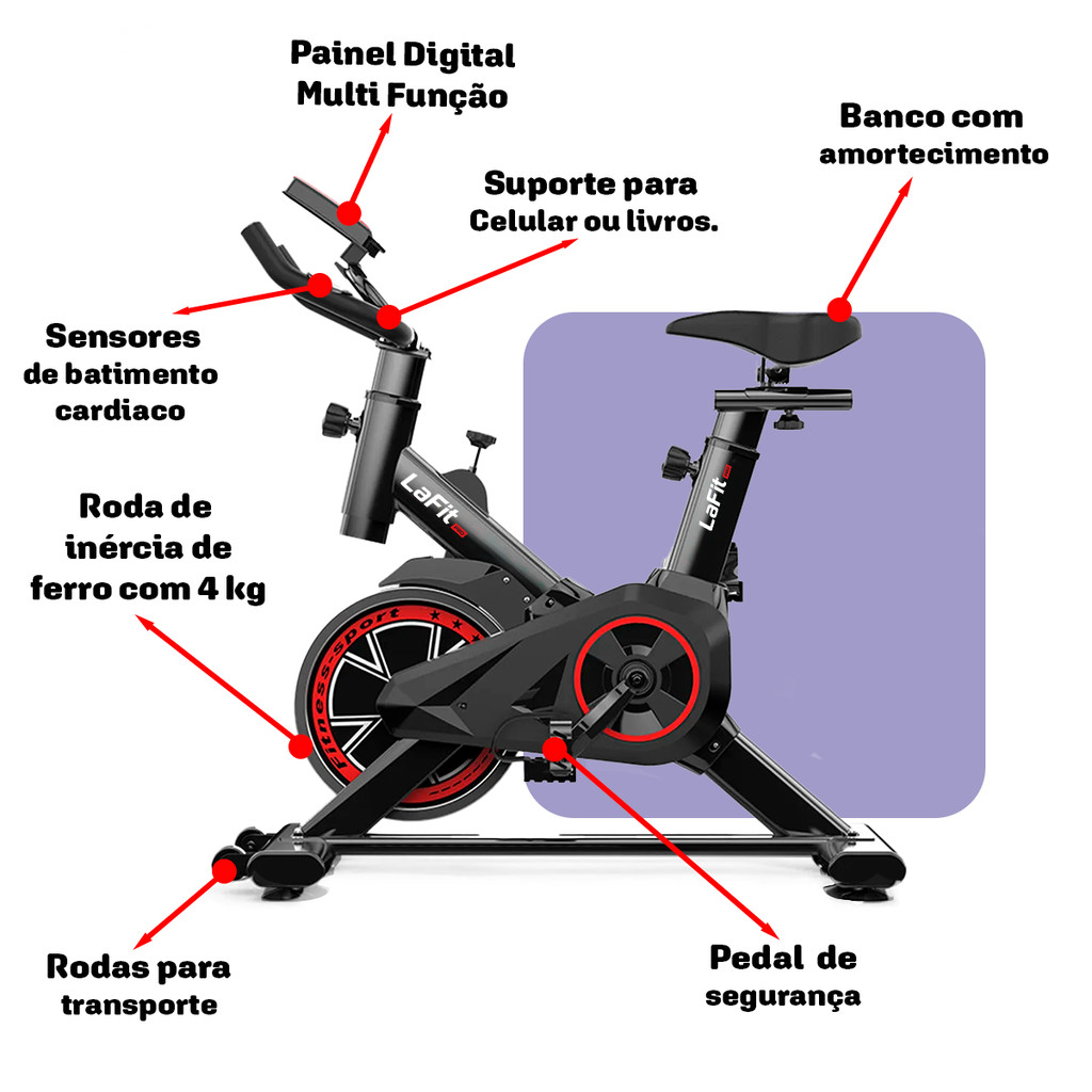 Detalhes do Bike Ergométrica Magnética Profissional 120kg Lcd