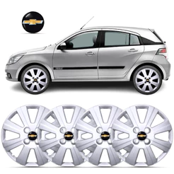Kit 4 Calota Aro 14 Agile 2010 2011 2012 2013 Com Emblema