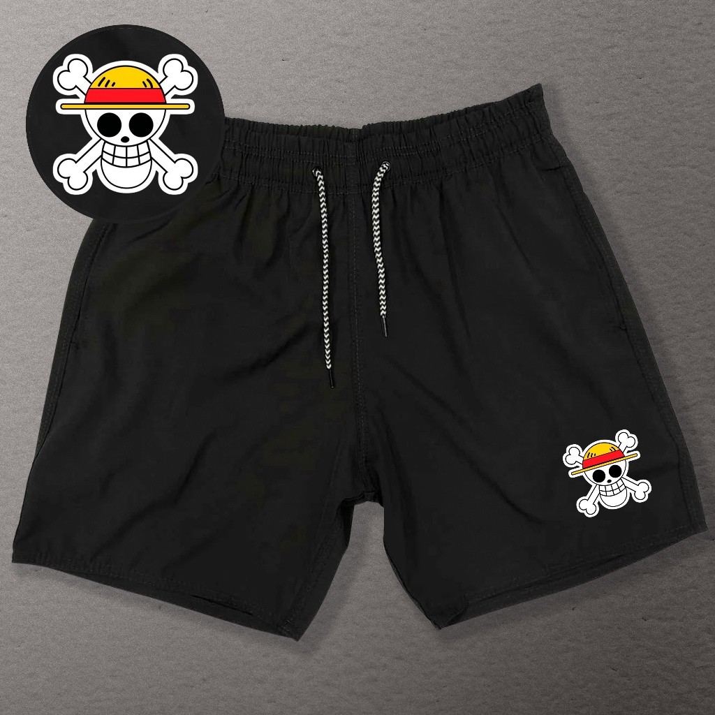 Bermuda Esportiva de Elastano Masculina - Luffy 01 - Academia Corrida Skate Basquete Otaku
