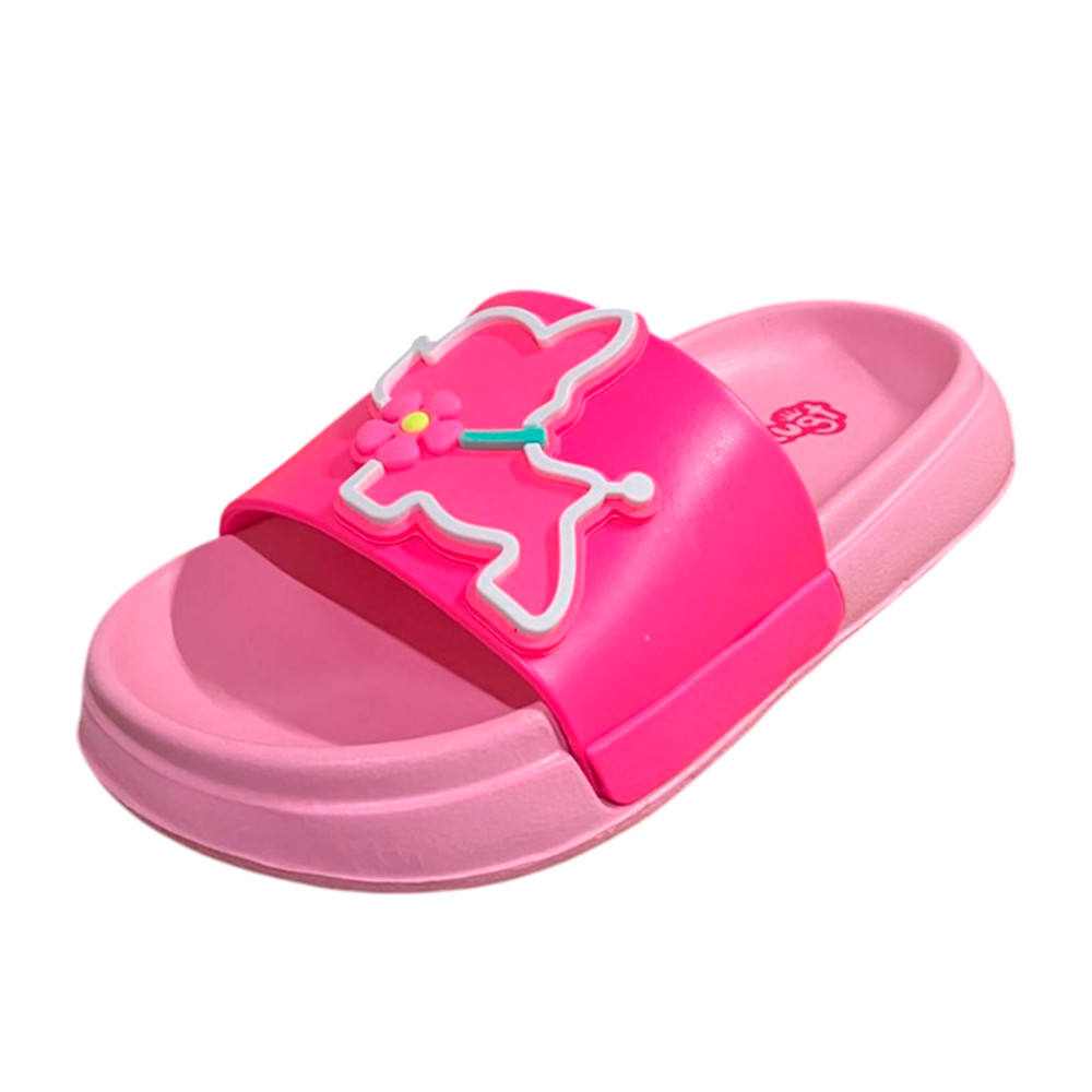 Chinelo Infantil Menina Slide Núvem Plugt Floquinho Cachorrinha Pink Confortável Blogueira Delicado