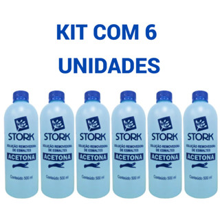 Kit Com 6 Unidades de Acetona Stork 500ml em Oferta na Shopee