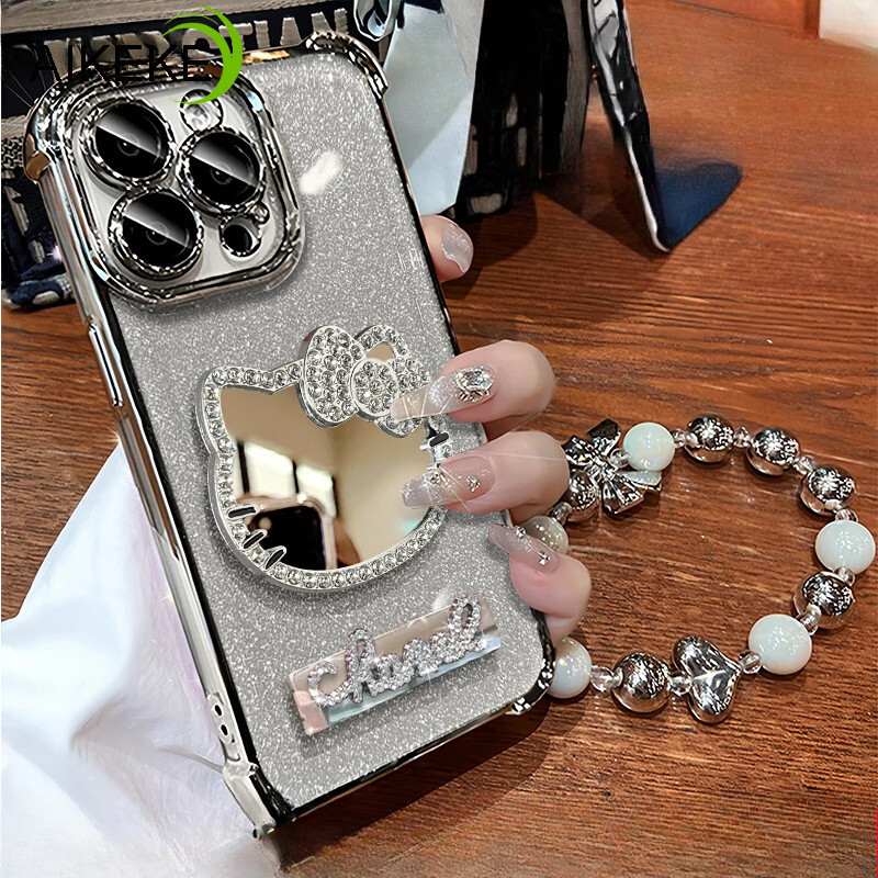 Luxo Diamante Gato Espelho Caso De Telefone Para Motorola Moto G30 G20 G10 G52 G54 G84 Chapeamento Quadro Glitter Embala