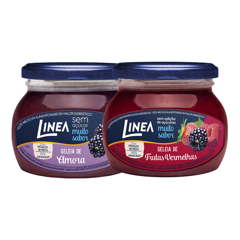 Kit 2 Geleias Linea Sabores Amora e Frutas Vermelhas de 230g